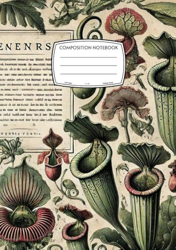 Composition Notebook College Ruled for School, College, Office, Work: Rare Carnivorous Plants Collage Composition Book | Earthy Color Palette | ... | Venus Flytraps and Pitcher Plants