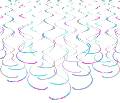 24 Stück Glitzer Transparente Regenbogen Spiralen Girlande Deko,Holographisch Wirbel Party Deko für Geburtstag, Hochzeit, Silvester oder Karneval