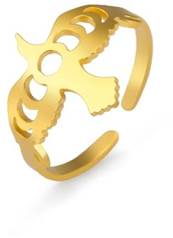 Dreamtimes Mondphase Band Ringe Daumenring für Frauen Männer Vintage Eagle Stapelbarer Ringe Offener Verstellbarer Statement Ringe Mondphase Minimalistischer Finger Ringe (Gold)