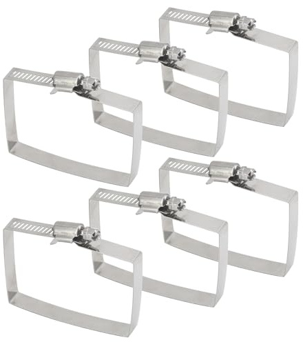 (6 Pieces) 200x200mm Hose Clamps 304 Stainless Steel Square Pipe Clamp Hose Fitting Band Clamps