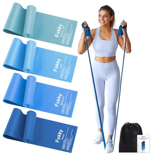 Fokky Elastici Fitness 2 M, Elastici Palestra con 4 Livelli di Resistenza, Fasce Elastiche Fitness per Donne e Uomini, Elastico Pilates per Yoga Pilates Fisioterapia Allenamento della Forza