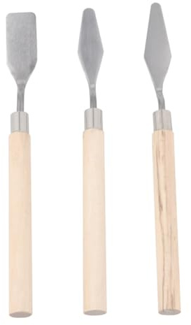 Housoutil 3pezzi Strumento per Pittura in Inossidabile di Raschietti per Miscelazione di Pigmenti Strumenti per Texture Punta Testa Tonda Testa Piatta per Guazzo Olio Acrilico