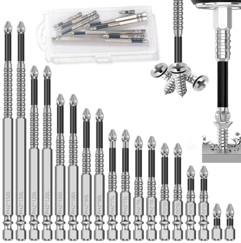 Set di 18 punte magnetiche antiscivolo per cacciavite, punte K5, resistenti agli urti e antiscivolo, in acciaio al carbonio, punte per cacciavite a percussione per viti e trapano elettrico (25/50/65