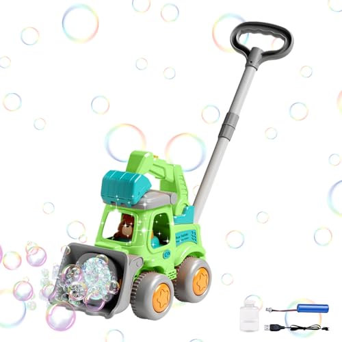Automatische Seifenblasenmaschine Kinder, Bagger Seifenblasen Rasenmäher mit Akku USB LED, Seifenblasen Maschine Kinder, Bubble Machine Sommer Gartenspielzeug Draußen, Outdoor Spielzeug ab 2 Jahre (A)
