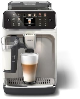 PHILIPS Kaffeevollautomat LatteGo 5500 Serie, Weiß-Chrom, 20 Spezialitäten | Espressomaschine Hot & Cold, LatteGo Milchsystem, 4 Profile, Farb-Touch-Display, SilentBrew, Keramikmahlwerk (EP5543/90)