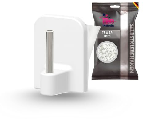 Gardinenhaken | 17 x 24 mm | Klebehaken - selbstklebend | Dekohaken – Aufhänger | Transparent | 10er-Set | Für Gardinenstangen, Lichterketten & Fensterdeko | Rückstandslos entfernbar | Metallstift