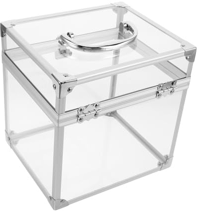 ABOOFAN Organizador Acrílico Transparente para Discos de Vinilo y Cd, Caja de Almacenamiento Grande 20x17x19 Cm, Estuche Rígido Portátil, Tapa Protectora Antidespolvillo para Uso