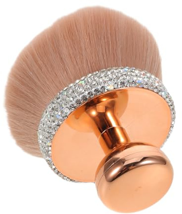 STOBAZA Brocha de Polvos Suelta con Cabezal de Cerdas Densas y Suaves Diseño Lujoso con Incrustaciones de Rhinestones Pincel Compacto para Maquillaje de Viaje y Difuminado de Base y Rubor