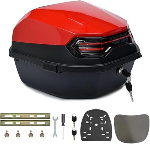FUELIX Motorrad Topcase Für Roller 35L Motorradkoffer Heckkoffer Kofferraum Mit Rückenlehne Haltbar Universal Wasserdicht Staubdicht Motorräder Heckbox Für Moped, Mofa, Motorroller, Motorcycle B