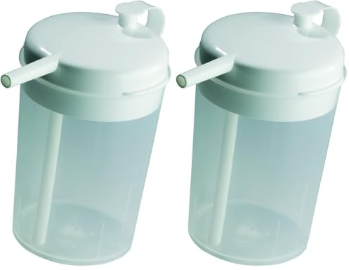 The Novo Drinking Cup with Re-usable Straw Ideal for those Confined to Bed who cannot sit up easily or without help Aids Independent Drinking Spill Proof if Tipped Over Hot and Cold Drinks (Pack of 2)