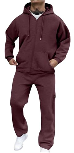 Ropa Deportiva Hombre Chándal Hombre Completo Track Talla Grande Moto Termico Equipaciones Elasticos Multibolsillos Pantalon Tracksuit Largos Cómodos Pants Deportes Tácticos Laboral Ropa 2#vino XL