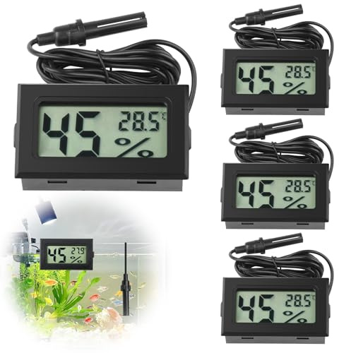 ingoodtle 4 Pack Reptile Thermometer Hygrometer LCD Temp Humidity Monitor