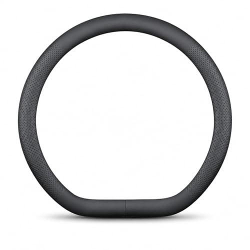 Wibatton Auto-Lenkradbezug, perforiertes Leder, flache Unterseite, universal, 37–38 cm, passend für Volkswagen für VW Golf GTI/R Tiguan Polo ID.3 & ID.4 Touareg Arteon (passend für VW, D-Form)