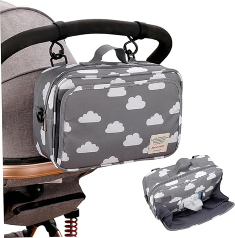 CNAFGBGG barnvagn blöjväska 11 x 4 x 7,5 flera fickor liten blöjväska med bärkasse och axelrem blixtlåsstängning vattentät polyester för nya föräldrar, Molnmönster, 29x10x19cm/11.42x3.94x7.48inch