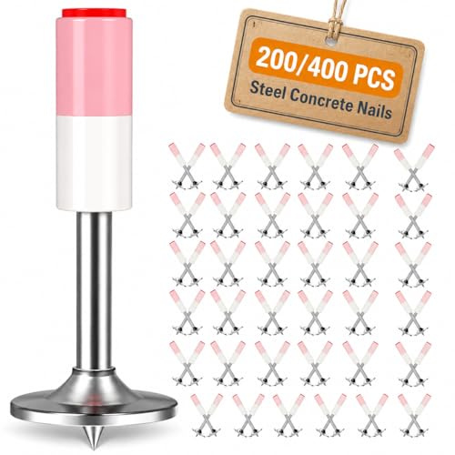 200/400 Piezas Clavos de Acero para Concreto de 7,3 MM, Herramienta de Sujeción de Pared para Pistola de Clavos de Concreto, para Conductos de Cables Fijos, Reparación de Techos, Construcción 400PCS