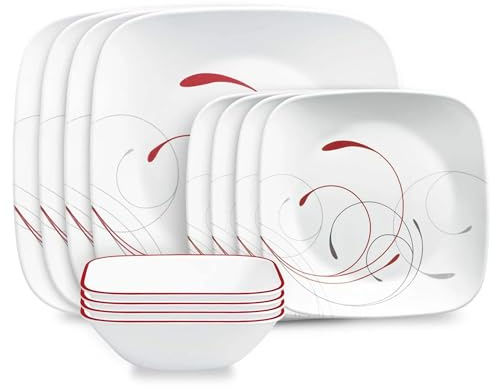 Corelle Square Splendor 12-Piece Dinnerware Set, Service for 4