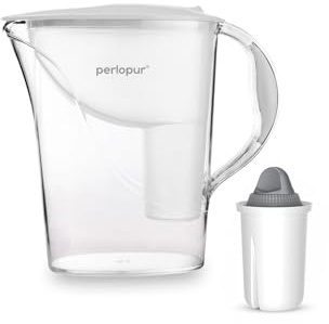 PearlCo - Filtre à eau standard (blanc) avec 1 cartouche filtrante Protect+ Classic (pour eau dure) - Compatible avec Brita Classic