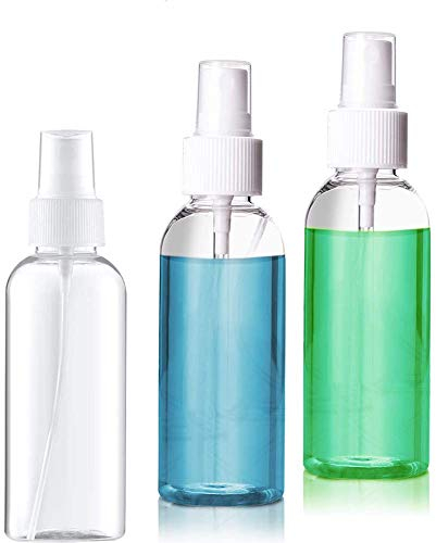 3 Stück 50ml Sprühflasche Transparente Leer Feinen Nebel Sprühflasche Reise Zerstäuber Klein Plastik Nebel parfümzerstäuber Sprayflasche für Wasser Alkohol