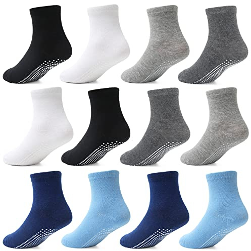 HYCLES Stoppersocken Kinder - 12 Paar Rutschfeste Socken für 0-10 Jahre, Antirutsch Socken für Mädchen 3-5 Jahre