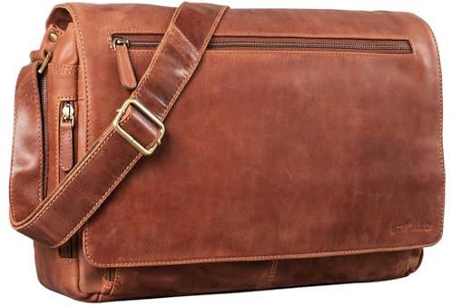 STILORD Jan 15,6 Zoll Laptoptasche Leder Herren Damen Umhängetasche Unitasche Aktentasche Freizeit Bürotasche weiches Vintage Leder Farbe:Andorra - braun