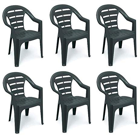 MAURY'S Set Sedie da Giardino Moyo in Polipropilene 54 X 56 X 81 Cm (Antracite, 6)