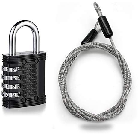 Kabelschlösser, Fahrrad-Kettenschlösser, Schlaufenkabel - Edelstahl Sicherheitskabel, - 2 M Lang, 5 Mm Stark - Mit 4 Stellig Zahlencode Schloss, Vorhängeschloß