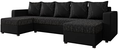 Mirjan24 Ecksofa Efore U, Sofa mit Bettkasten und Schlaffunktion, U-Form Couch für Wohnzimmer, Eckcouch, Symmetrisches Ecksofa, Polsterecke mit Bettfunktion (Soft 011 + Lawa 06)