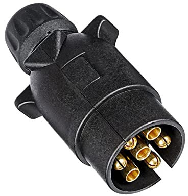DARKGUARD Fiche 7Broches Remorque,1 Pièce Prise Mâle Attelage 7Broches 12v,Adaptateur Prise Mâle Remorque Camion 7broches,ISO172,Étanche Prise Attelage Male 7broches pour Voiture,Caravane (DG7PS-1)