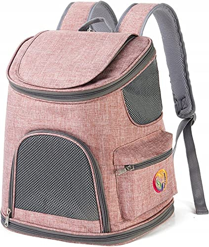 Katzenrucksack, Reiserucksack Haustierrucksäcke Haustiertrage Atmungsaktiv, Haustier Rucksäcke für Hunde und Katzen, Hunderucksack, Tragetasche, Tragerucksack, Tierrucksack, ROSA