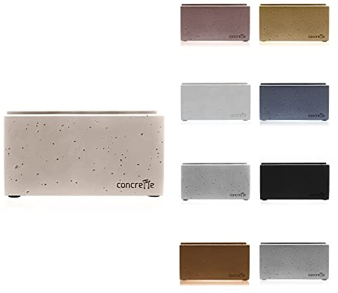 CONCRETTE Loft Serviettenhalter für Tischplatte Handgefertigt aus Architektonischem Beton Originell Geformtes Design mit Kleinen Löchern Höhe 90 mm Hell Beige
