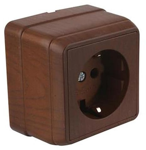 Aufputz Schuko Steckdose Holzfarben · Walnuss Imitat (Walnussfarben) · IP20 · Mutlusan · AP Serie Bron