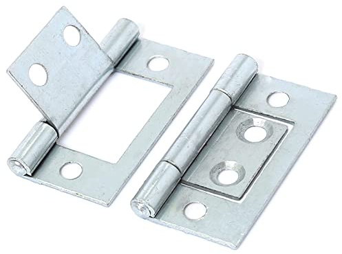 Small Zinc Flush Cabinet Hinges Door Flush Hinges 40mm/1.5-Inch Heavy Duty Silver Flush Hinges for Cupboards and Cabinets Dresser Wardrobes Pack of 2.