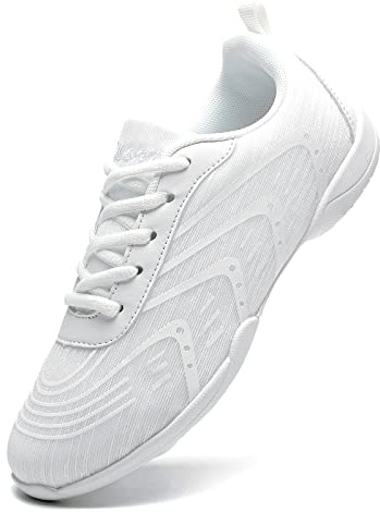 HWJHMX White Cheer Shoes for Girls Womens Cheer Shoes Youth Cheerleading Shoes Kids Cheer Sneakers Training Athletic Comfortable Lightweight Breathable Shoes Size