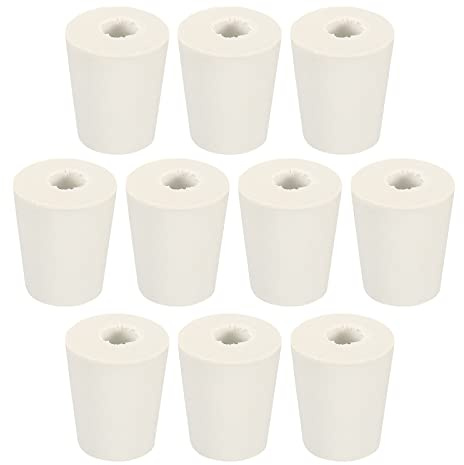 sourcing map 10Stk Gummi Konisch Stecker 17mm bis 23mm mit Loch Test Rohre Stöpsel Stopfen Weiß für Lab Haus