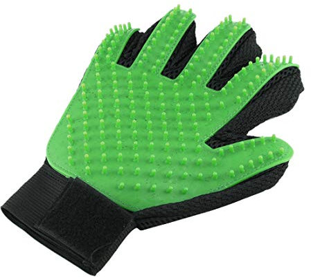 König Design Fellpflege Handschuh Katze, Doppelseitige Haustier Handschuh Bürste, Rechte Hand Katzenhandschuh Fellpflege für Kurzhaar und Langhaar (Grün)