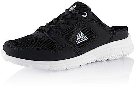 Fusskleidung® Damen Herren Hausschuhe atmungsaktive Clogs leichte Pantoffeln Schwarz Schwarz Weiss EU 41