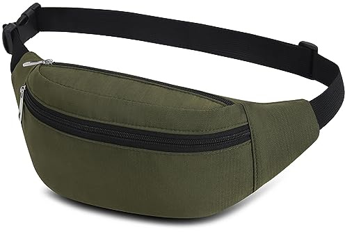Bauchtasche Gürteltasche Hüfttasche Sport Wasserdicht Gürteltasche Damen Brustbeutel Nylon Herren Sport Tasche Outdoor Reisen Wandern Laufen Joggen Hundetraining (Olive-1)