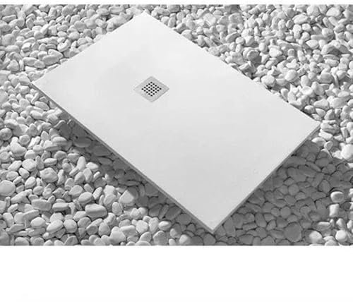 Piatto Doccia 65X100 cm Line slim alto 3cm Bianco In Marmoresina e Piletta Inclusa TUTTE le MISURE Disponibili