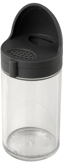 Chefkoch 2-in-1 Gewürzstreuer mit Dosiermaß: Einfaches Abmessen & Hinzufügen von Gewürzen – 100ml Fassungsvermögen – Inkl. 6 Beschriftungsetiketten – Spülmaschinenfest – Grau/Transparent