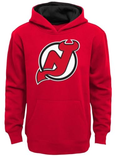 NHL Prime Junior Kapuzenpullover, für Jugendliche, Lange Ärmel, Grafik League Teams, mit Kängurutasche vorne (DE/NL/SE/PL, Alter, 10 Jahre, 12 Jahre, Regular, New Jersey Devils)