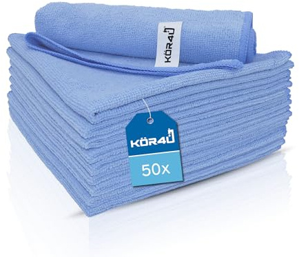 kör4u 50x Mikrofasertücher blau 40x40 cm 300 g/m², saugstark, waschbar 60°C