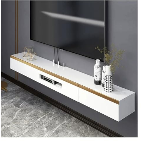 Sideboard Wohnzimmer Hängend Wandhängender schwebender TV-Ständer, wandmontiertes Entertainment-Center und Schrankregal, TV-Konsole mit Stauraum, Medienkonsole for DVD-Player, platzsparendes Unter-TV-