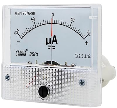 TAITANGEL Microamperometro 85C1 Amperometro Positivo e Negativo Misuratore da Pannello analogico Misuratore di Ampere ±30uA ±50uA ±100uA ±200uA ±300uA ±500uA (Color : -50uA to 50uA, Size : 64X56mm)