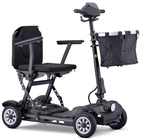 HZWJD Elektromobil Seniorenmobil,Roller Erwachsene,Rollatoren Für Senioren,Scooter Elektrisch,4-Rad-Mobilitätsroller,E Roller Mit Sitz,Mit Herausnehmbarer Lithiumbatterie black