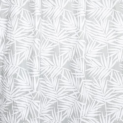 Gedy Palme Rideau de Douche et de Douche avec Anneaux PEVA Lavable en Machine 180 x 200 cm Blanc/Gris