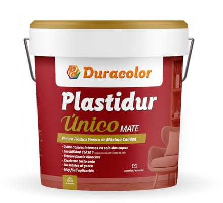 PD DURACOLOR Plastidur Mate Único Pintura plástica mate para interiores, máxima calidad (Blanco, 12 Litros)