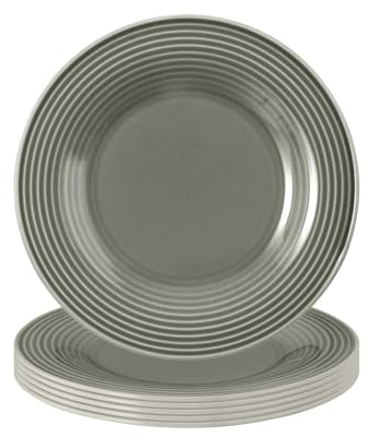 Seltmann Weiden Beat Color Glaze Brotteller 6er Set, ø 17 cm, Kleiner Beilagenteller mit Rillenrelief, Porzellan, Perlgrau