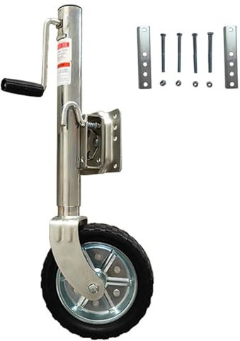 Rueda de Apoyo de remolque giratoria con capacidad de carga de 680 kg, Rueda de soporte de 254x80 mm, Rueda de Apoyo para RV Barco Rueda de soporte robusta y ajustable con kit (Balancín Lateral)