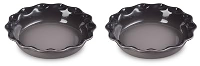Le Creuset Stoneware Set of 2 Heritage Fluted Pie Dish, 9, Oyster