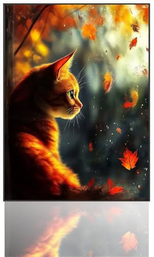 Katze Malen Nach Zahlen, Baum Malen Nach Zahlen Kinder, DIY Paint by Numbers Erwachsene Handgemalt öLgemäLde Leinwand für Heim Wohnzimmer Wand Deko, Geschenke für Frauen, Ohne Rahmen 60x80cm 53-S
